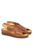 Pikolinos Cadaques Leather Peep-Toe Sandals - Brandy
