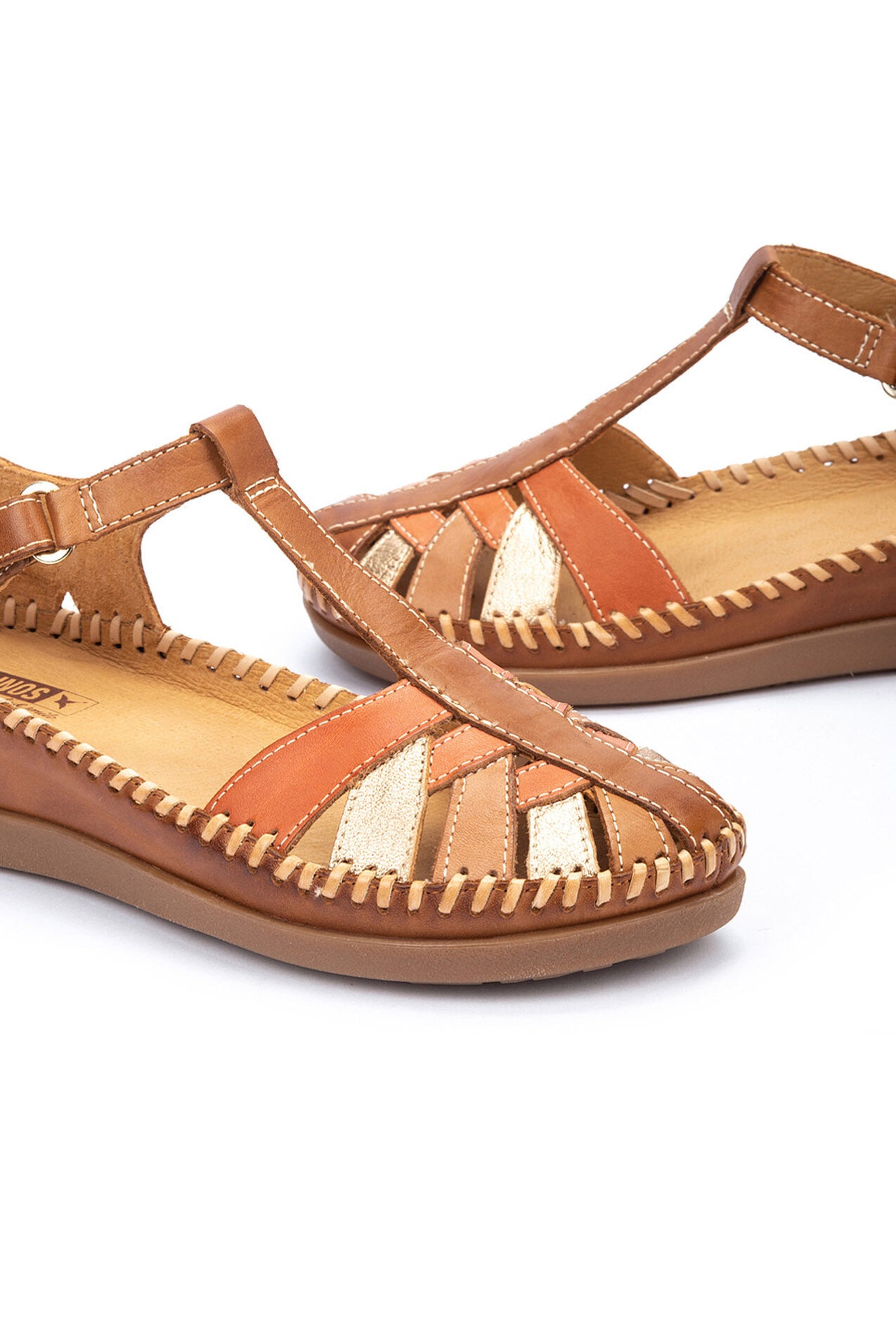 Pikolinos Cadaques Leather Woven Sandals - Brandy