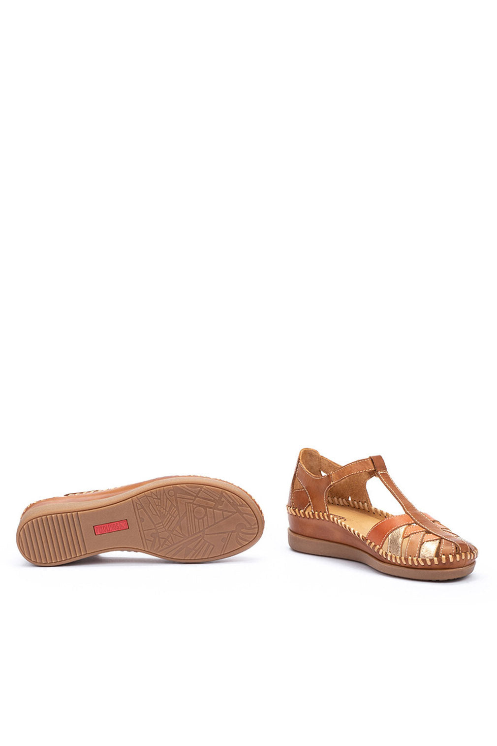 Pikolinos Cadaques Leather Woven Sandals - Brandy