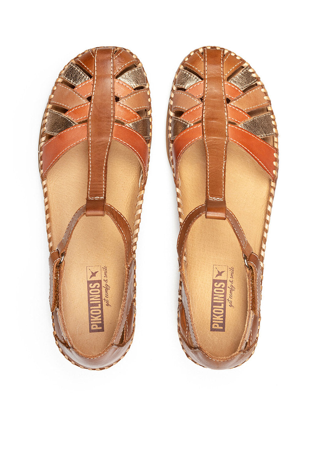 Pikolinos Cadaques Leather Woven Sandals - Brandy