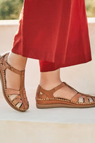 Pikolinos Cadaques Leather Woven Sandals - Brandy