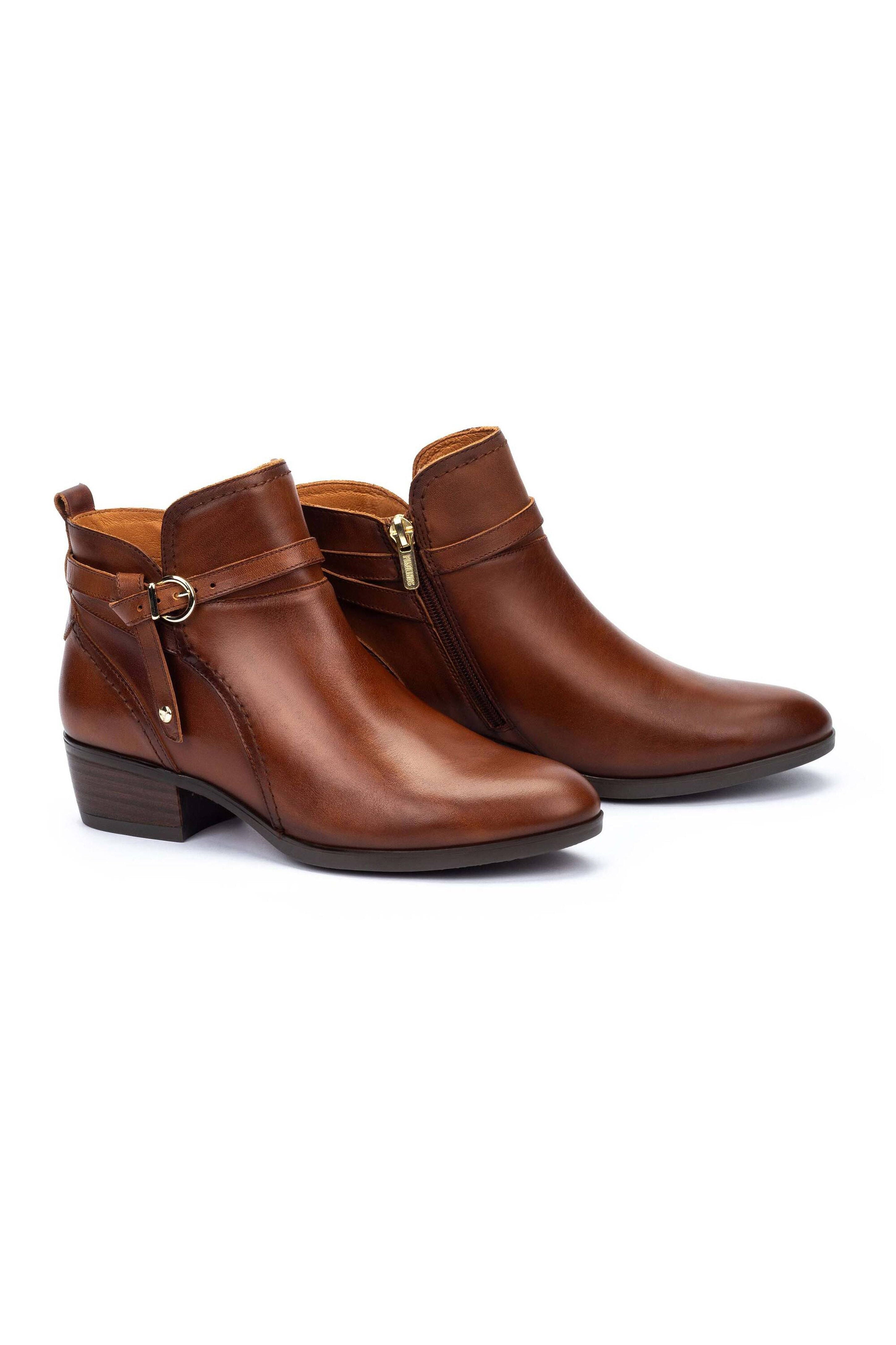 Pikolinos Daroca Leather Heeled Ankle Boots - Cuero