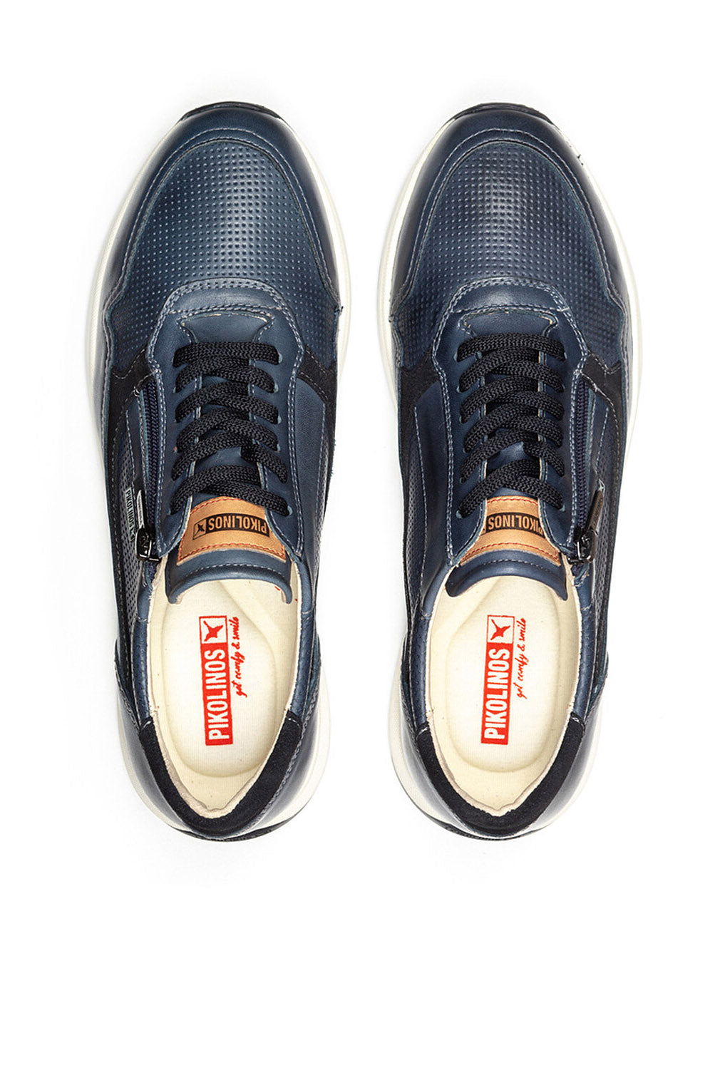 Pikolinos Getafe Leather Side-Zip Trainers - Blue