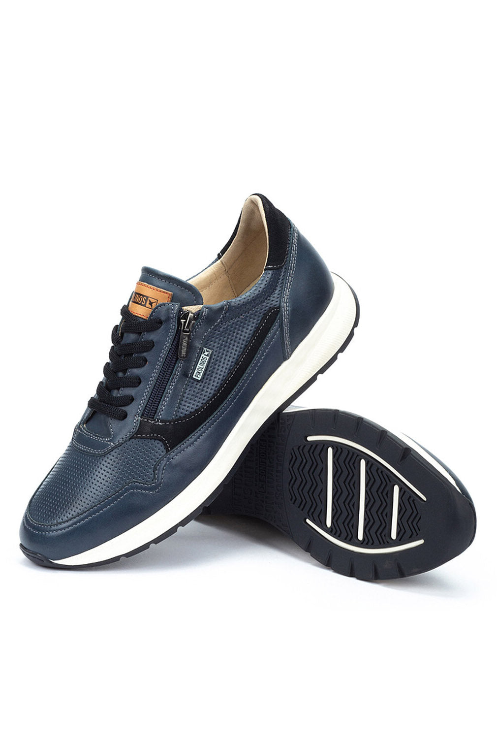 Pikolinos Getafe Leather Side-Zip Trainers - Blue