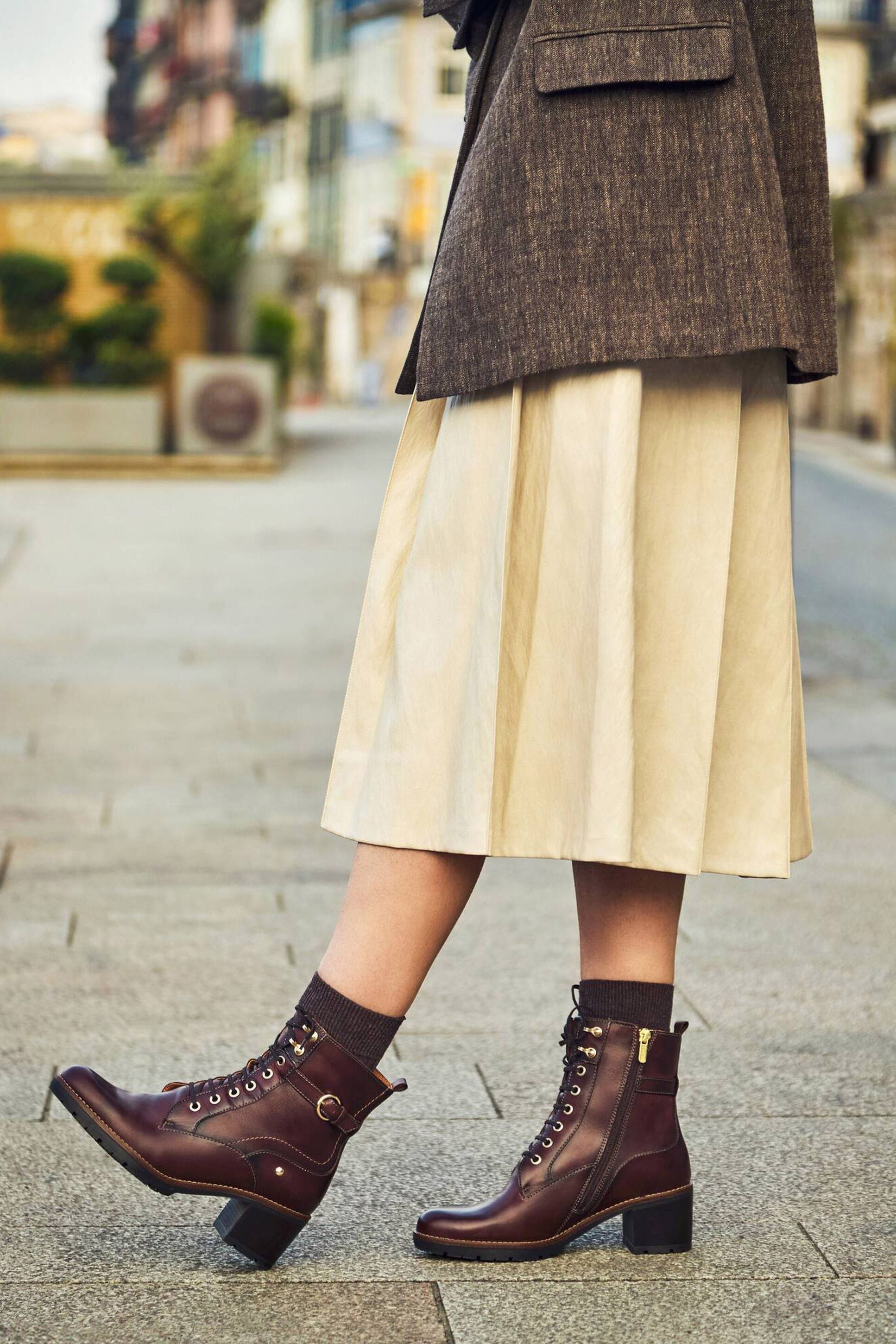 Pikolinos Llanes Leather Heeled Ankle Boot - Caoba