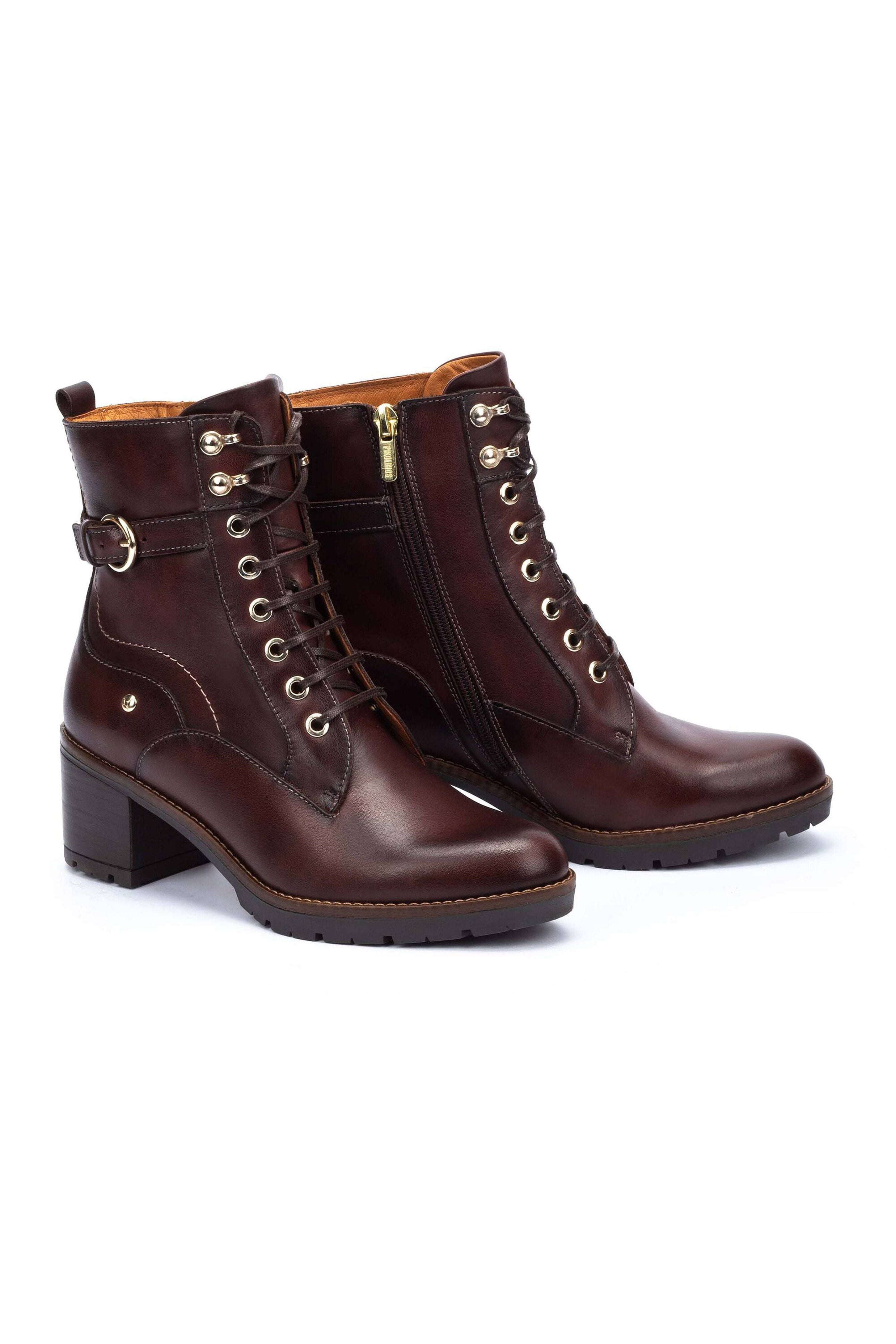 Pikolinos Llanes Leather Heeled Ankle Boot - Caoba