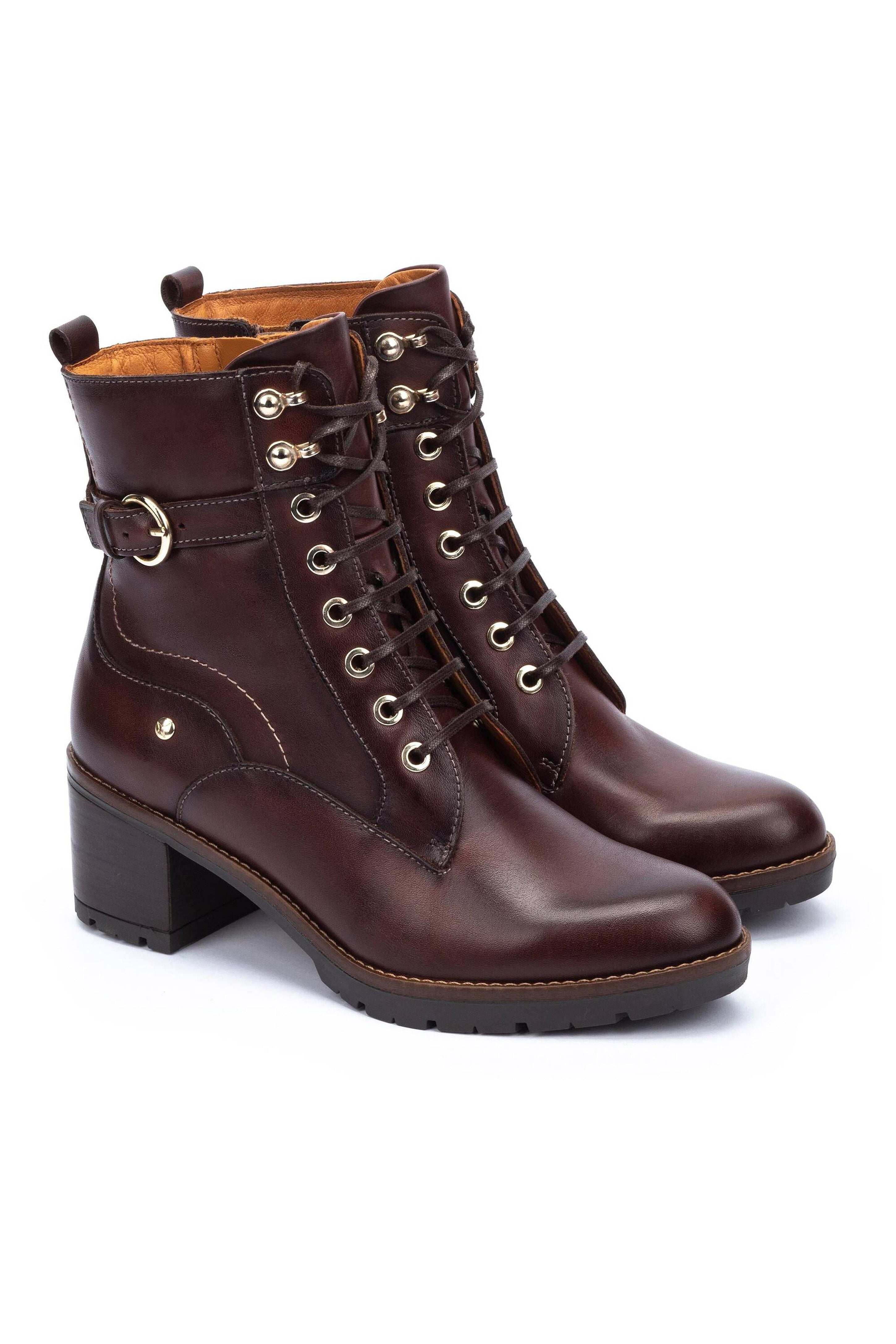 Pikolinos Llanes Leather Heeled Ankle Boot - Caoba