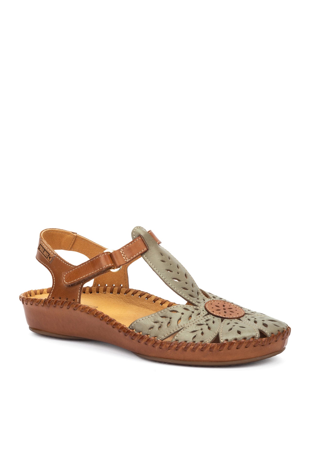 Pikolinos P Vallarta Leather Detail Sandals - Sage