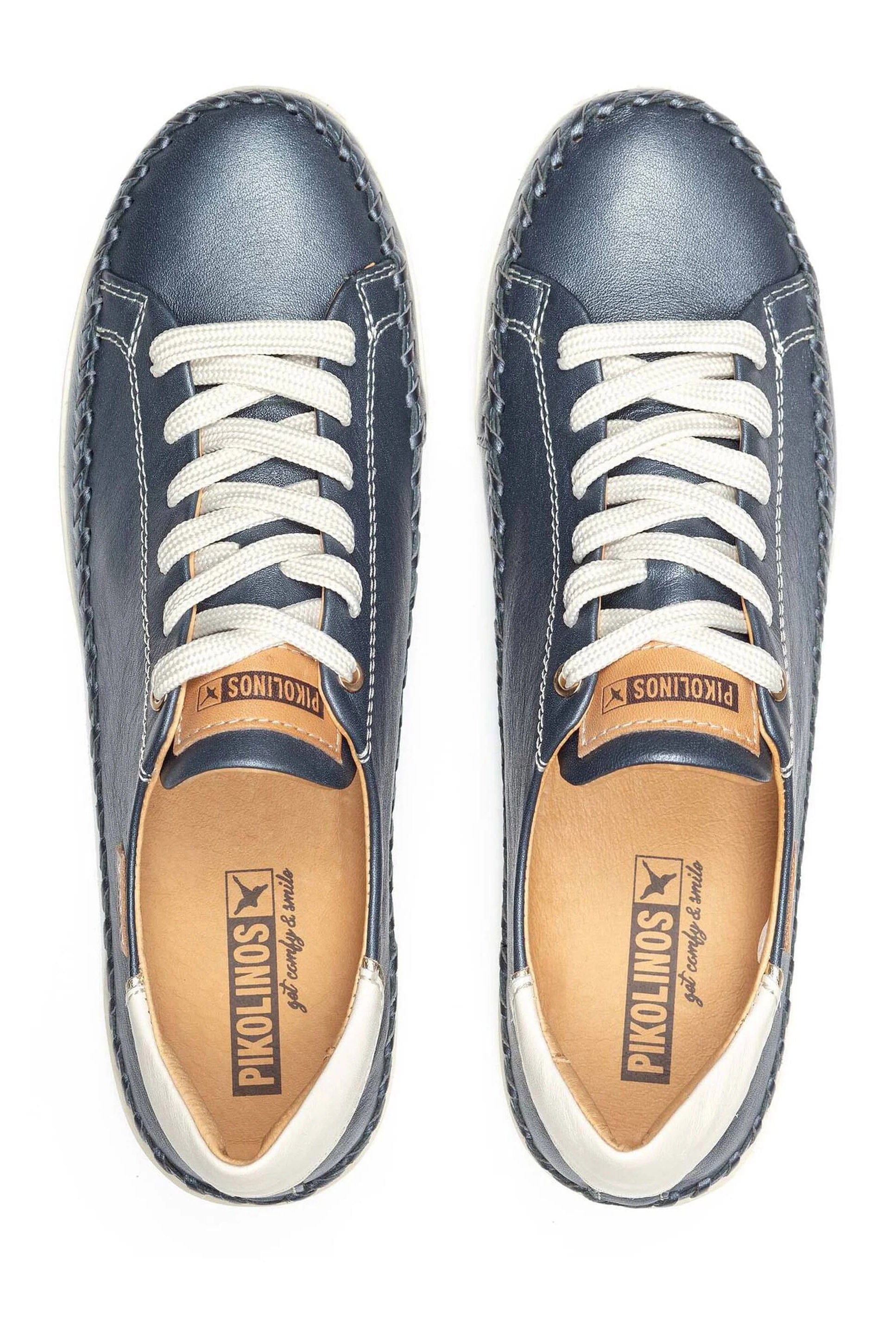 Pikolinos Soller Leather Trainers with Elastic Laces - Blue