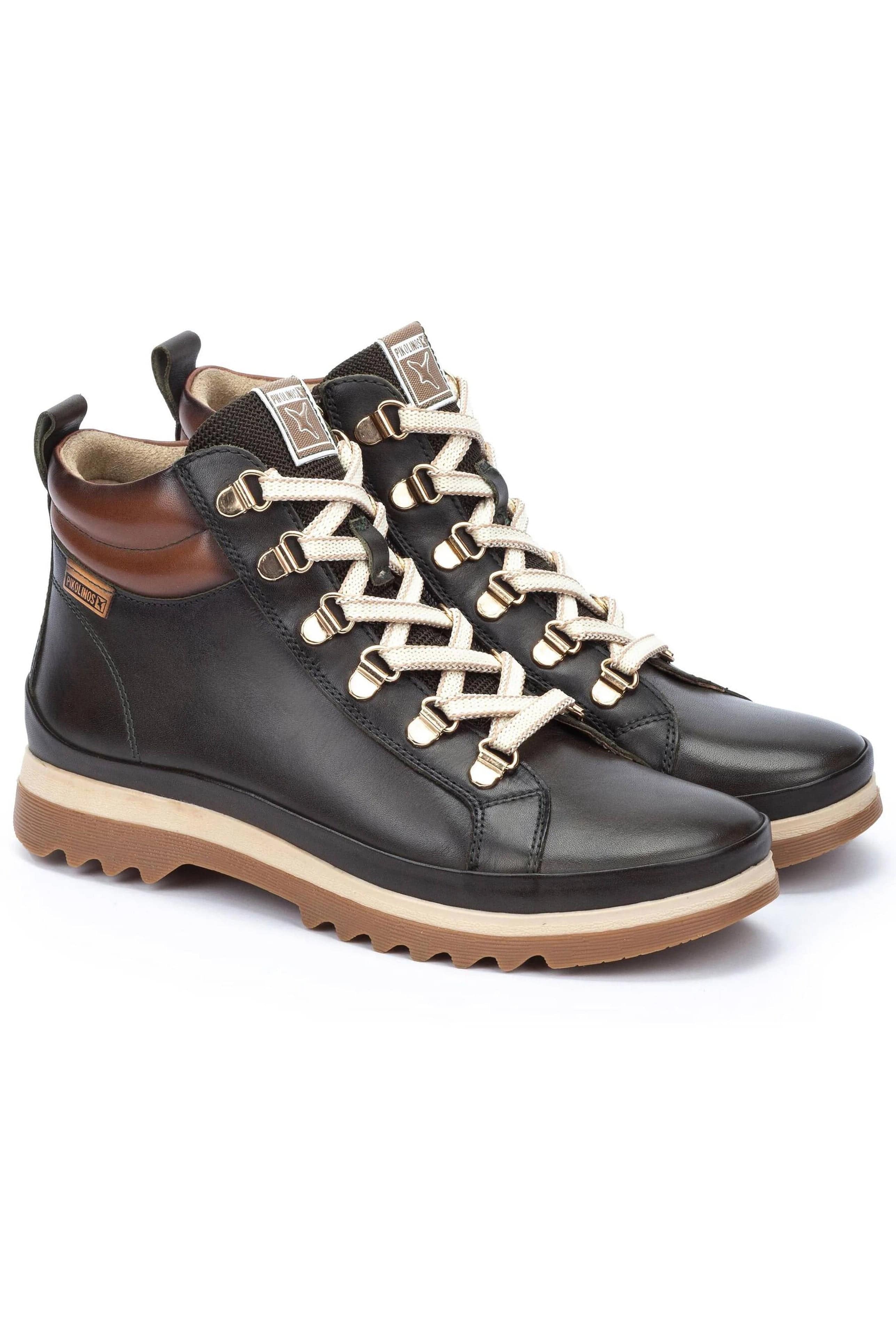 Pikolinos Vigo Leather Lace Up Ankle Boots - Forest