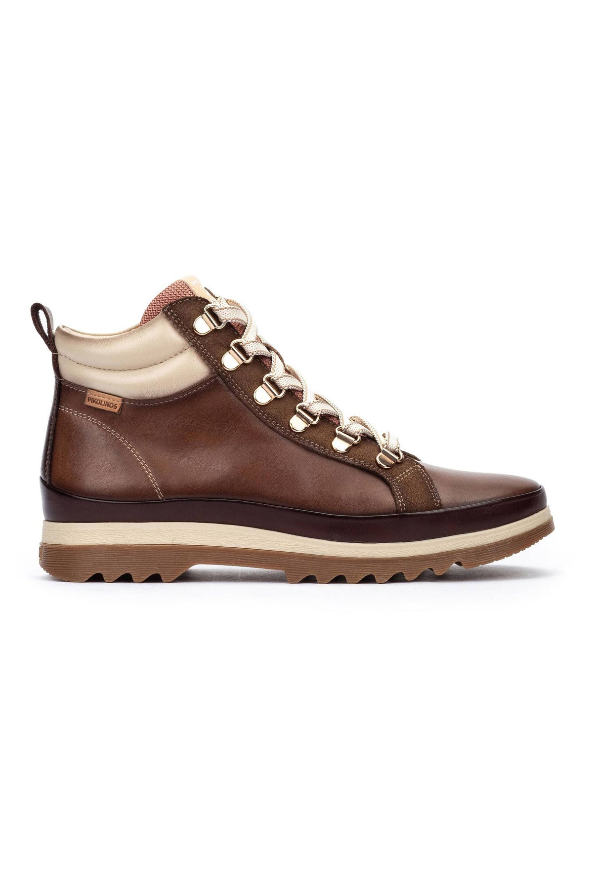 Pikolinos Vigo Leather Lace-Up Ankle Boots With  Zip - Topo