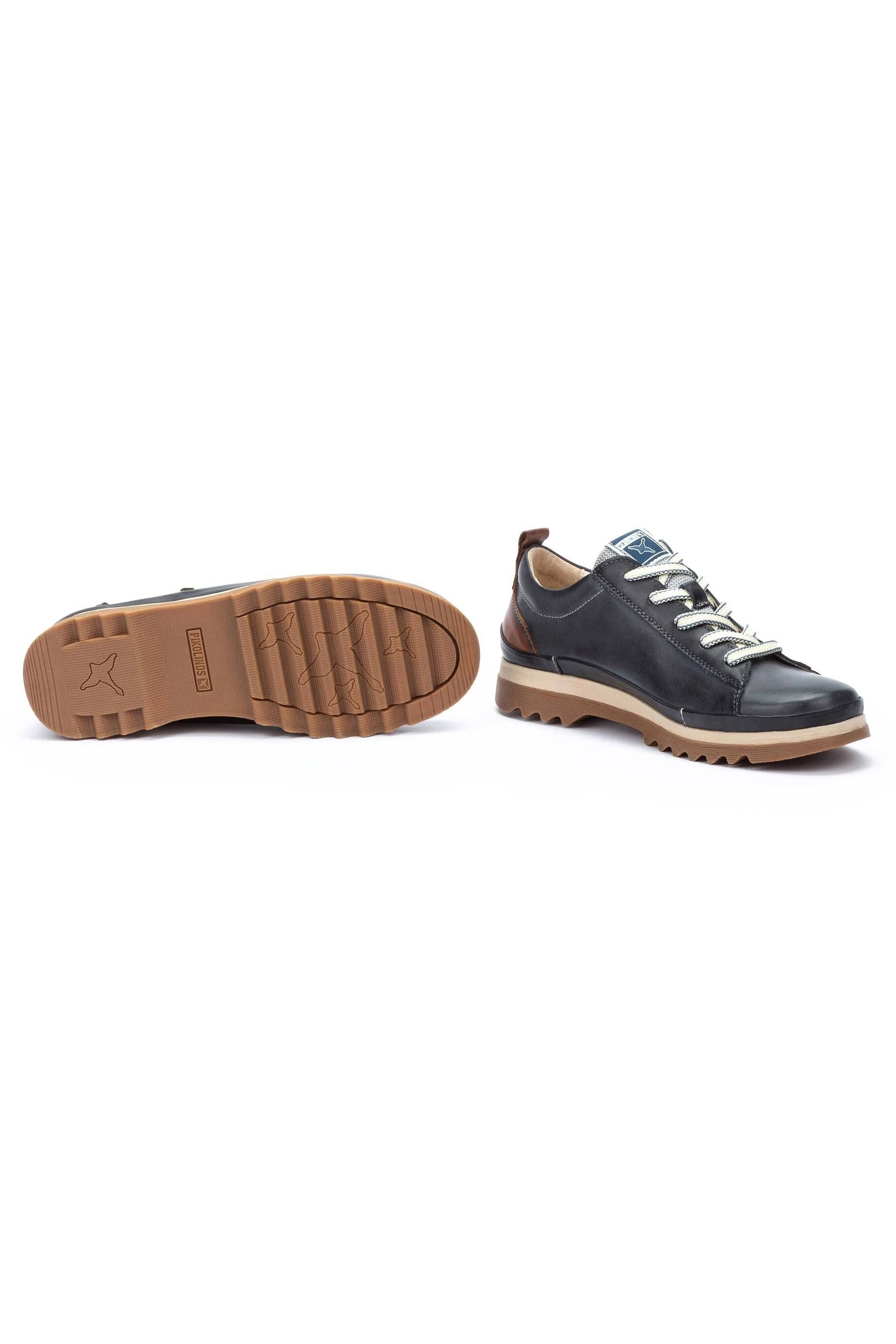 Pikolinos Vigo Leather Trainers with Lace and Zip - Ocean