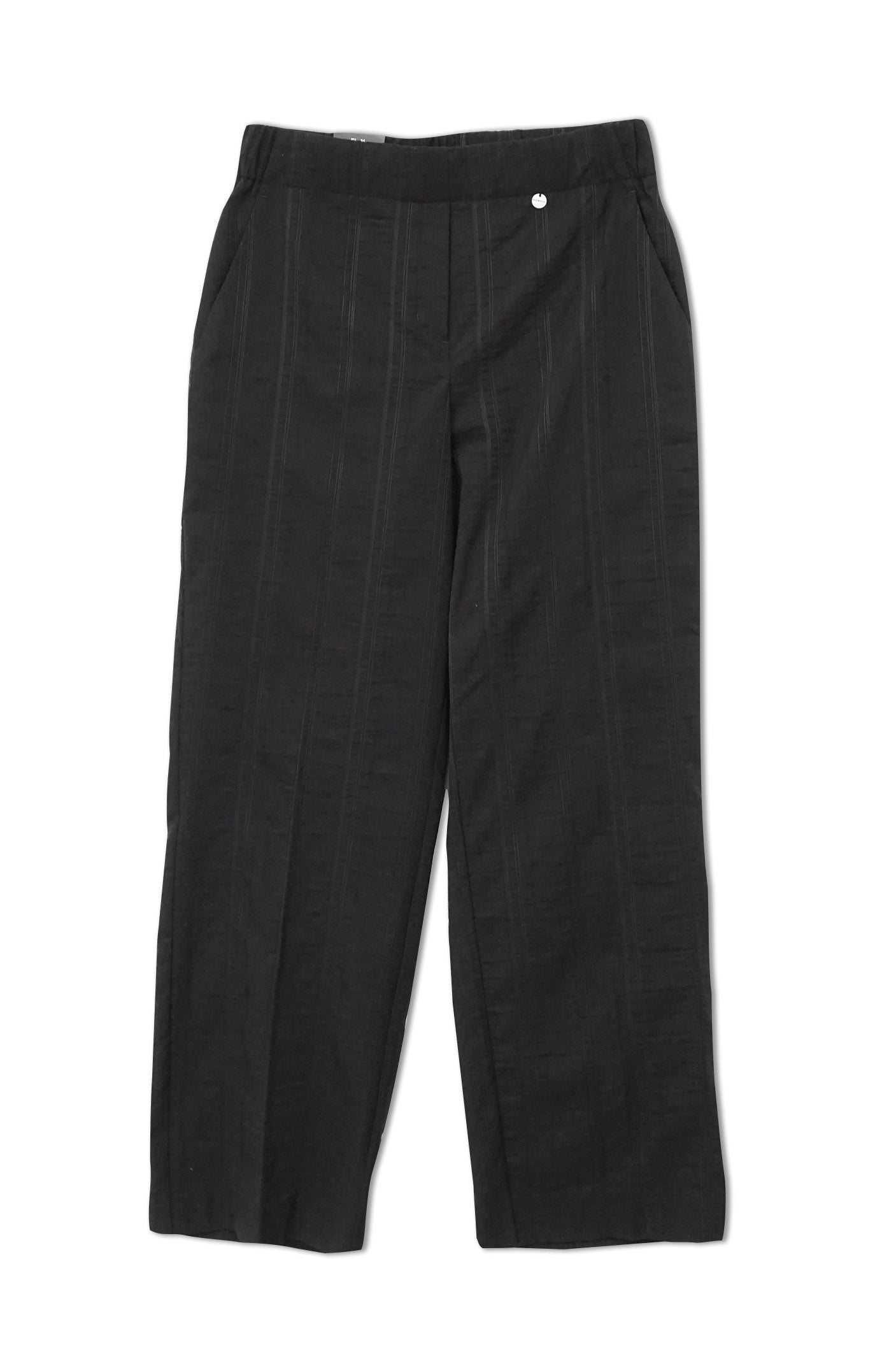 Robell Anna 09 Seersucker 27" Leg Ankle Grazer Trousers - Black