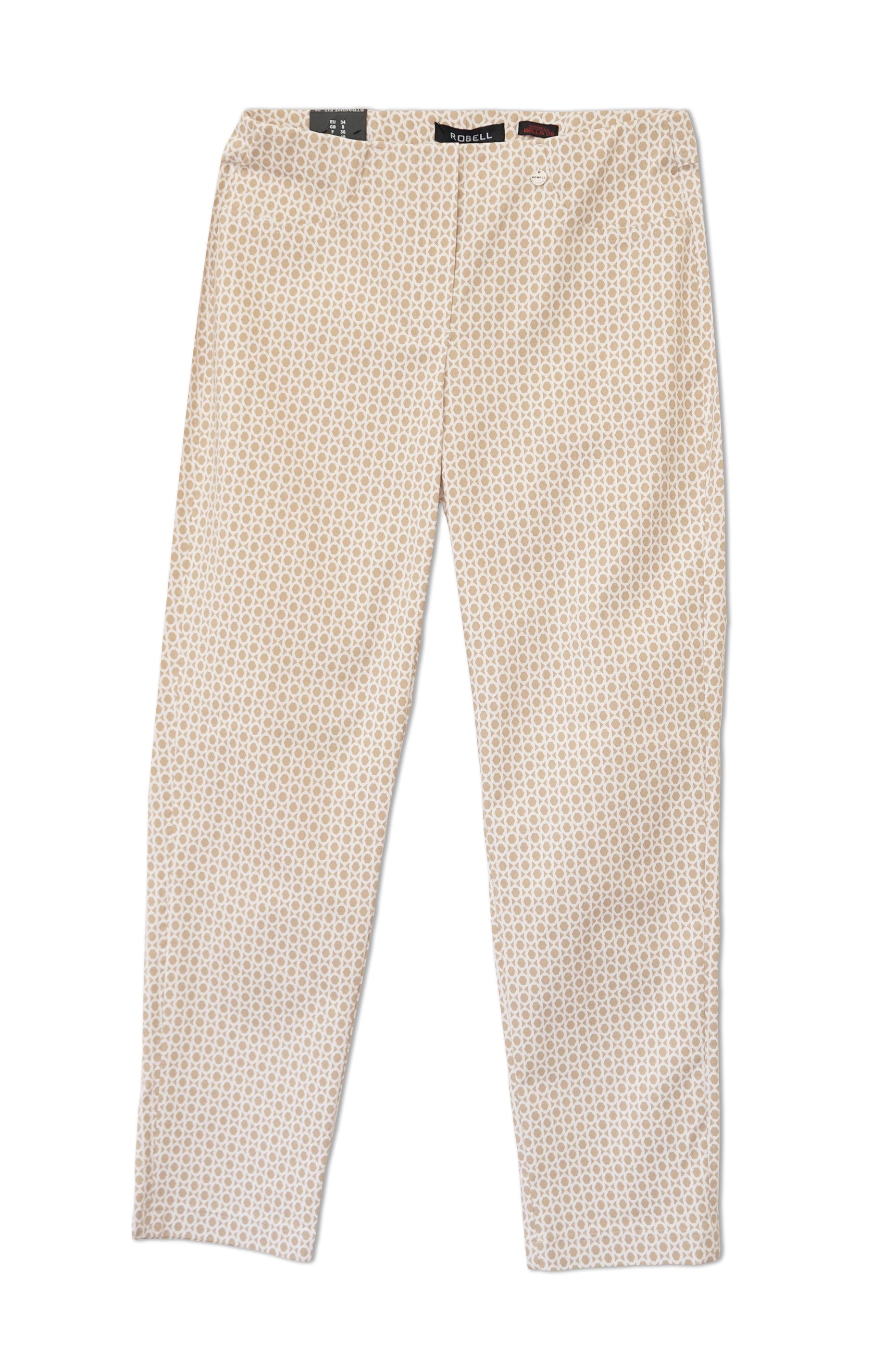 Robell Bella 09 Geo Print Ankle Grazer Trousers - Gold