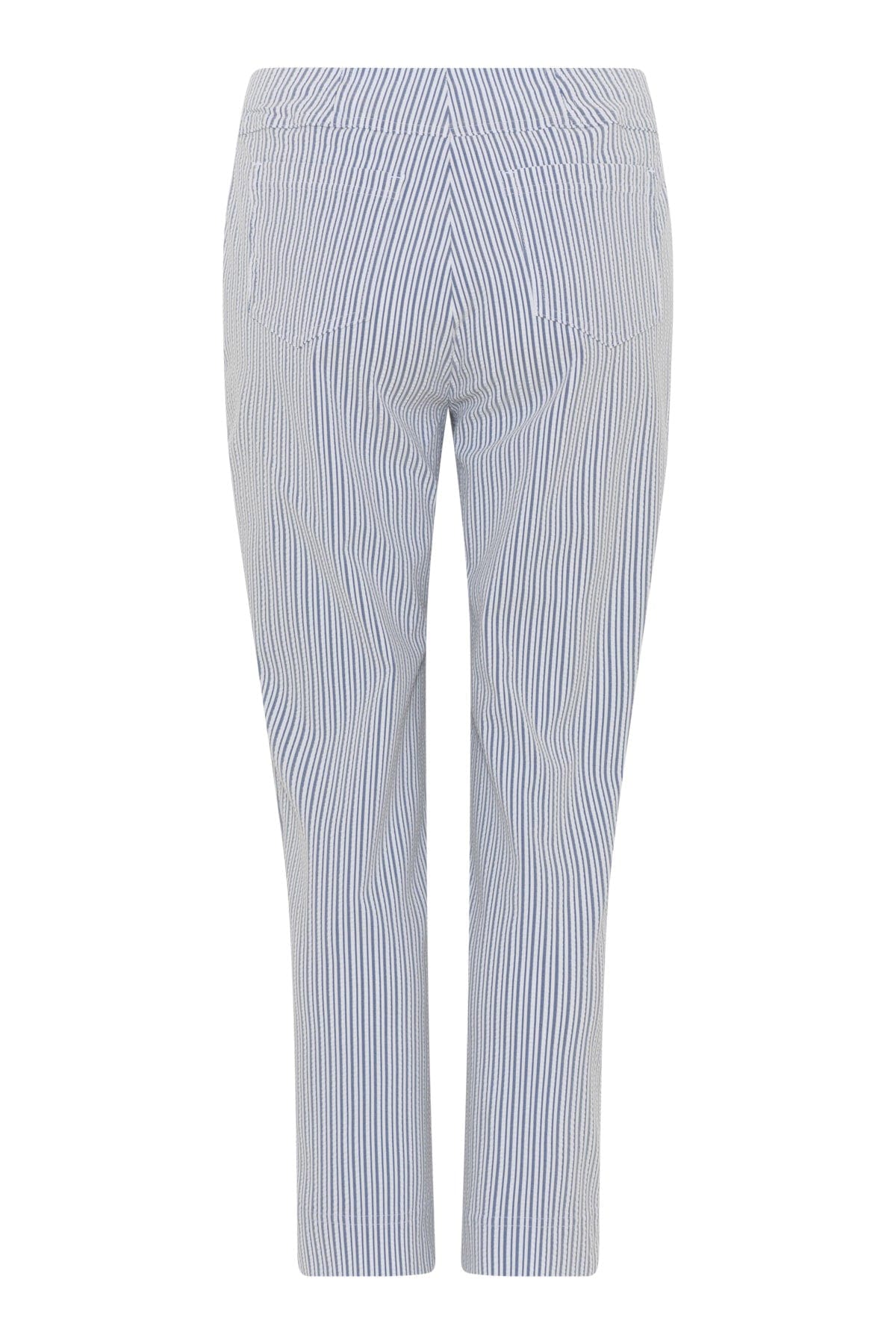 Robell Bella 09 Seersucker Stripe Ankle Grazer Trousers - Liberty Blue