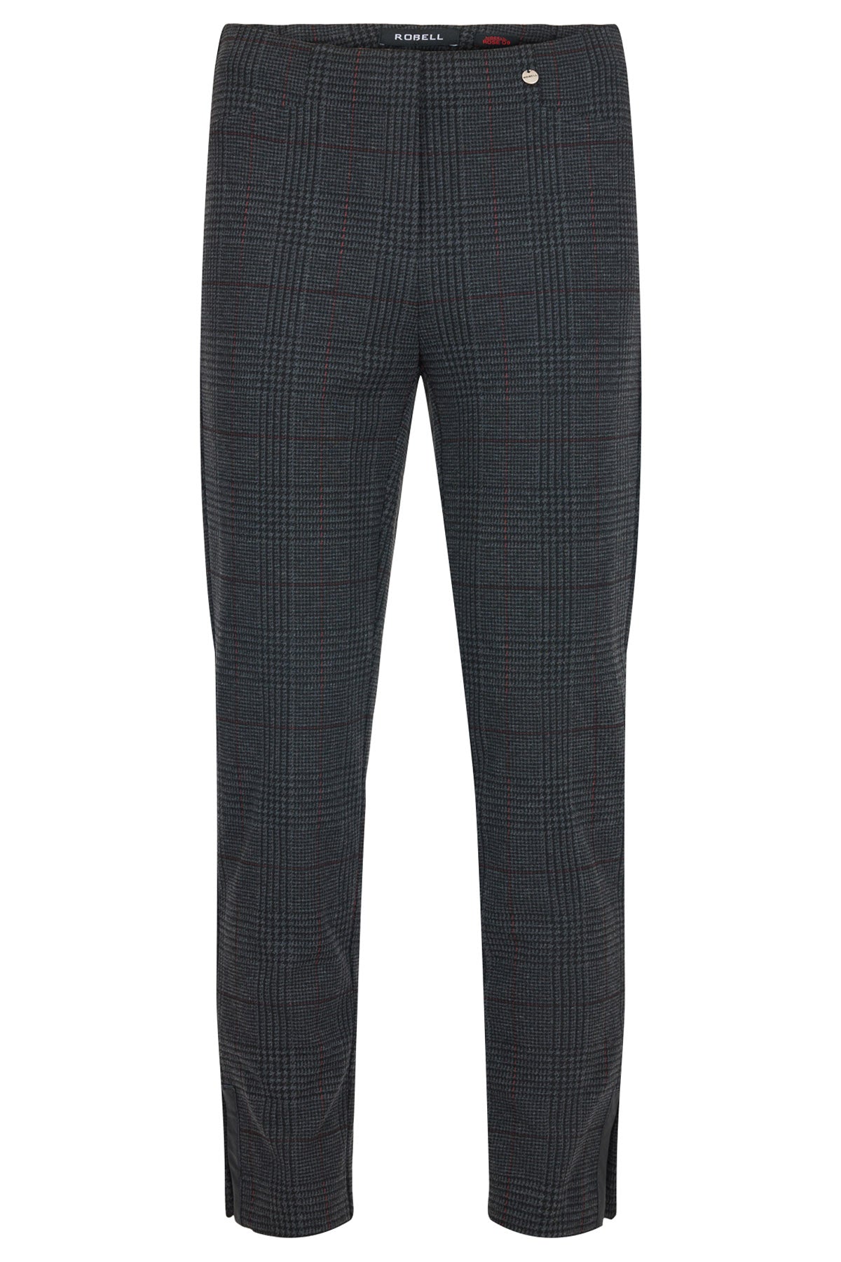 Robell Rose 09 27" Leg Check Trousers - Dark Grey