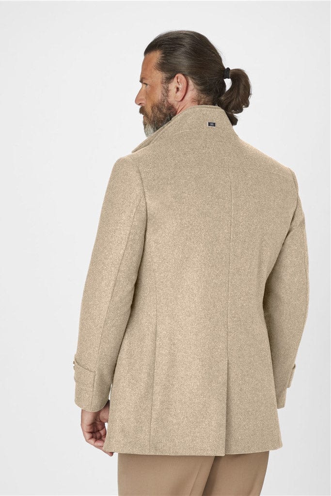 S4 Jackets George Italian Wool Double Breasted Coat - Beige Melange
