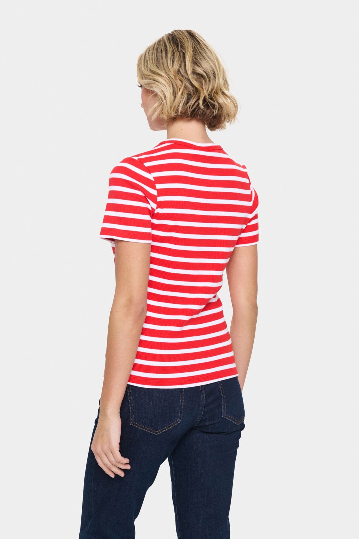 Saint Tropez Aster Stripe T-Shirt - Flame White Stripe