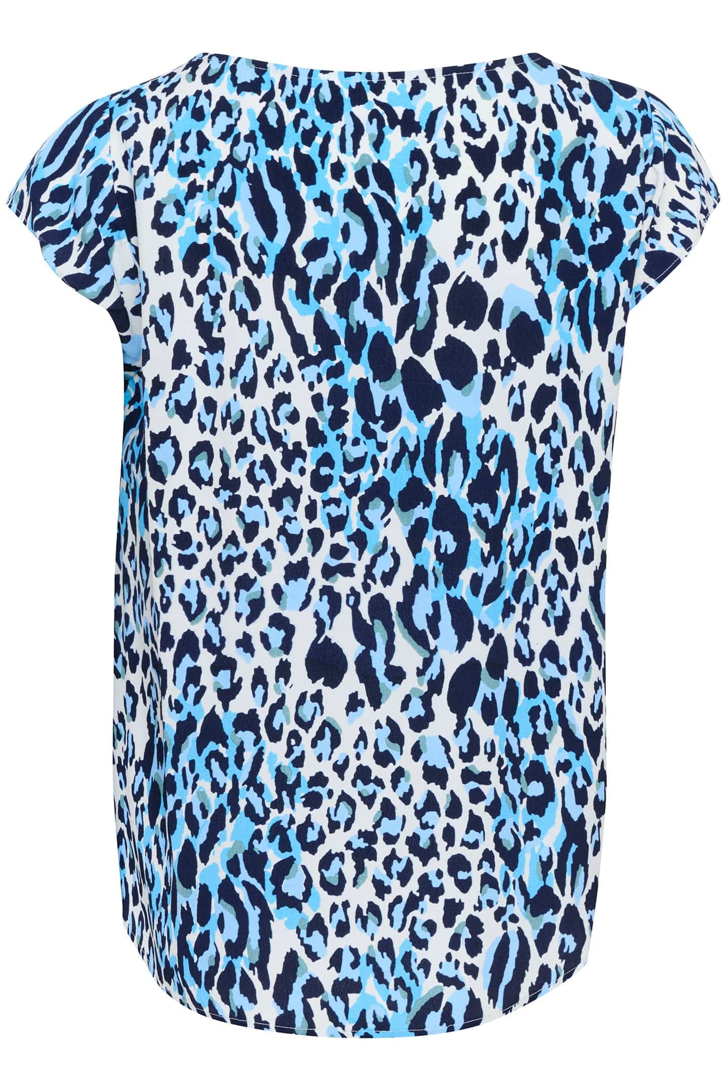 Saint Tropez Blanca Adele Short Sleeve Blouse - Baby's Breath Blue Animal