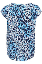 Saint Tropez Blanca Adele Short Sleeve Blouse - Baby's Breath Blue Animal