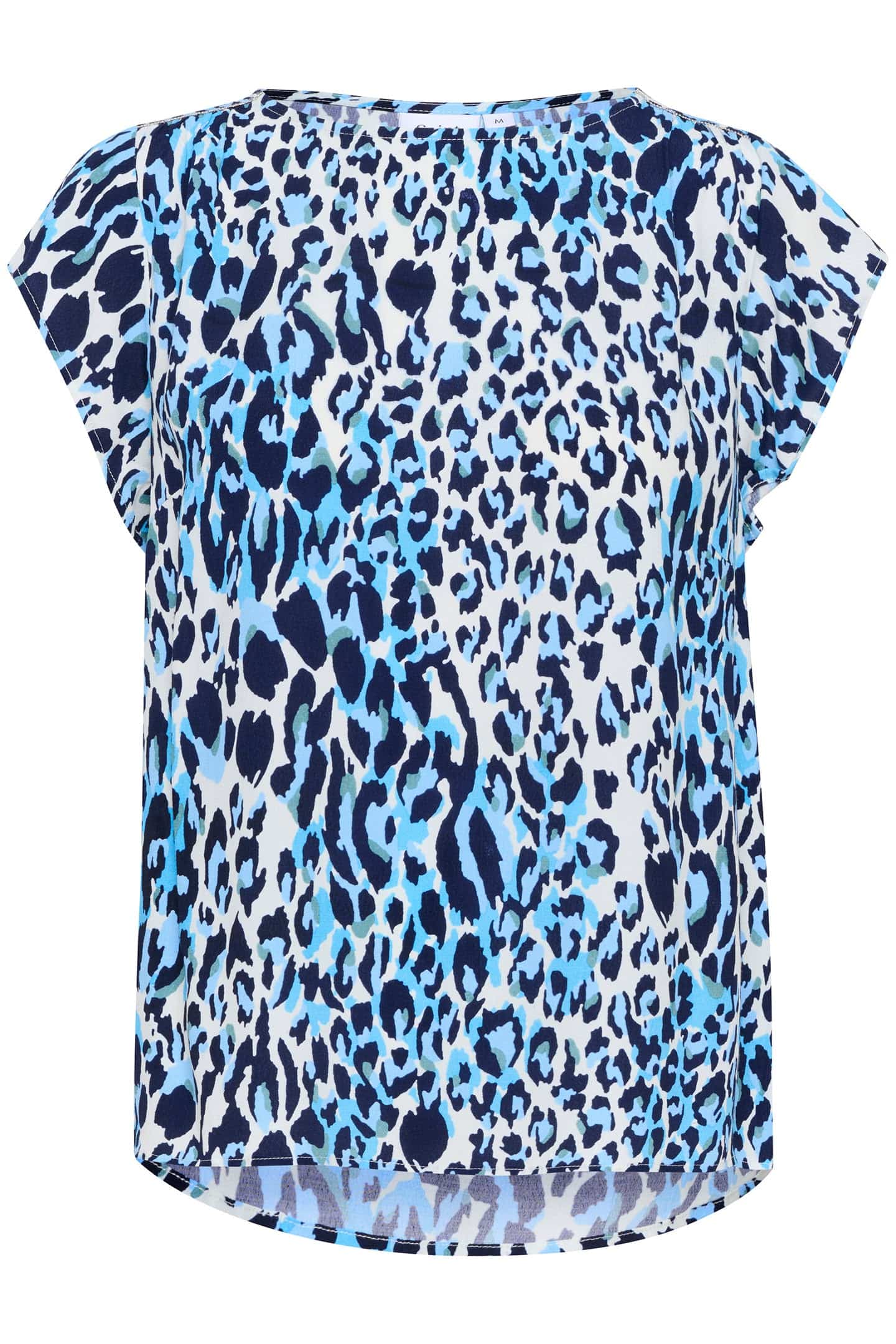 Saint Tropez Blanca Adele Short Sleeve Blouse - Baby's Breath Blue Animal