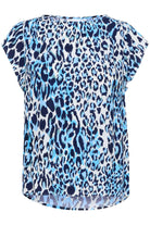 Saint Tropez Blanca Adele Short Sleeve Blouse - Baby's Breath Blue Animal