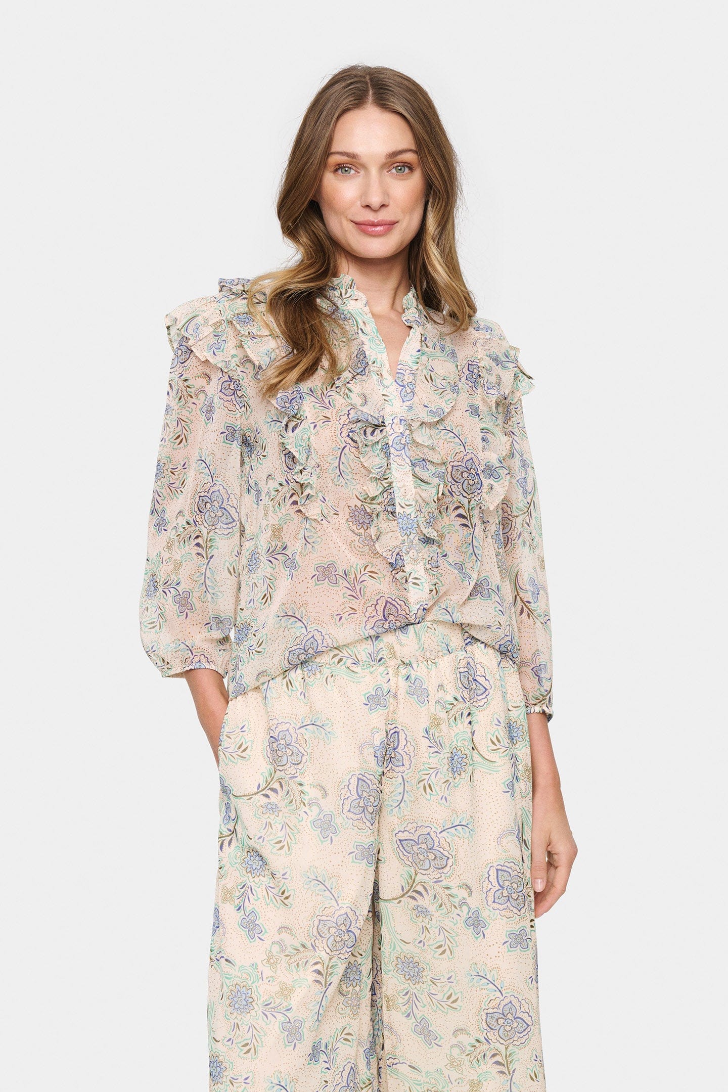 Saint Tropez Doja Printed Blouse  - Creme Vintage Paisley
