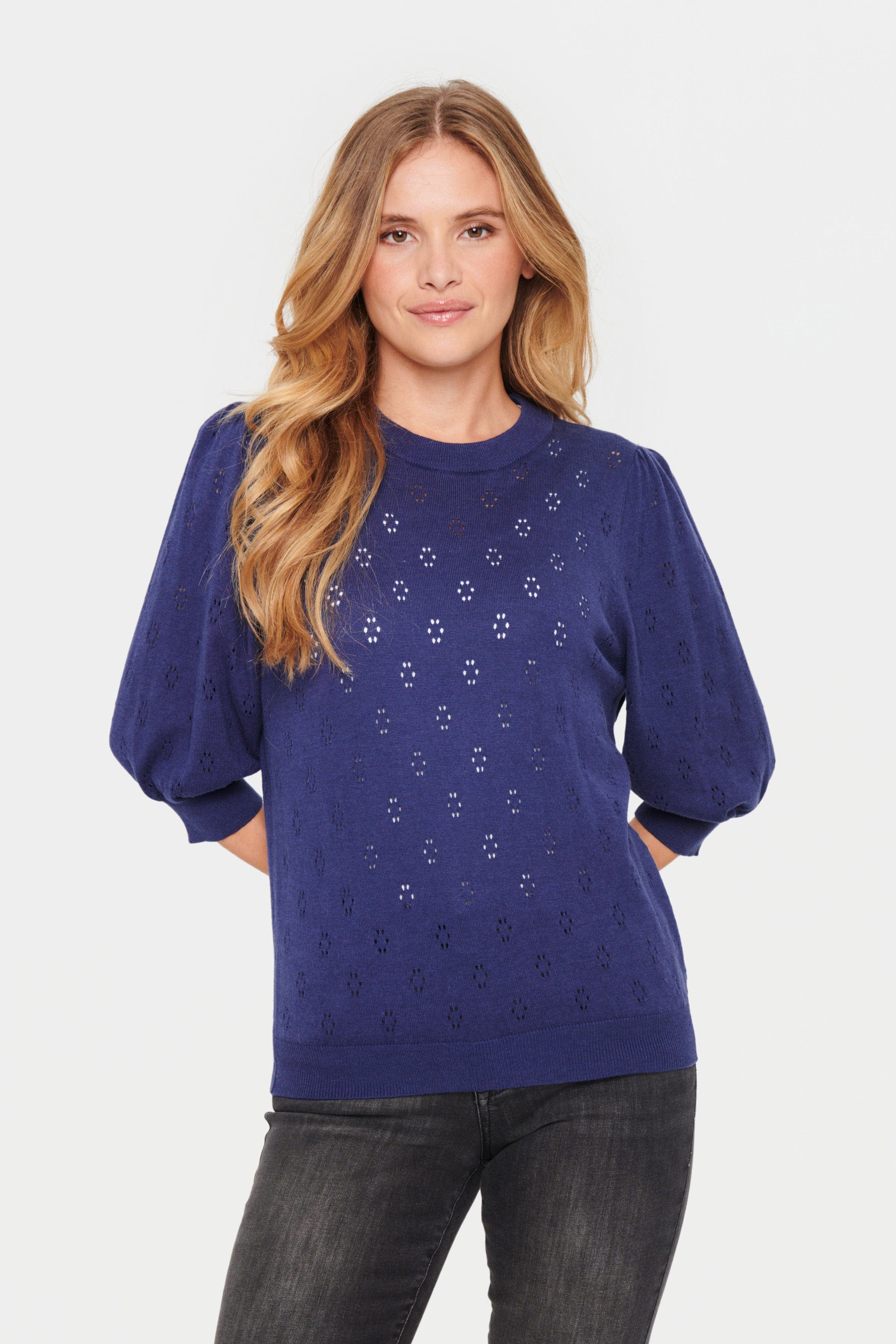 Saint Tropez Doony Short Sleeve Knitted Jumper - Patriot Blue