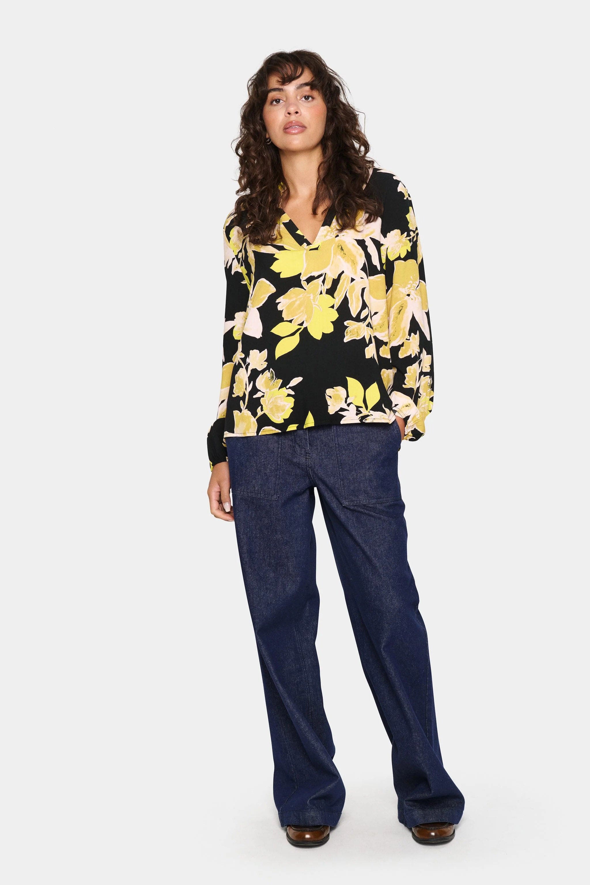 Saint Tropez Eda Printed Blouse - Black Burnished Florals