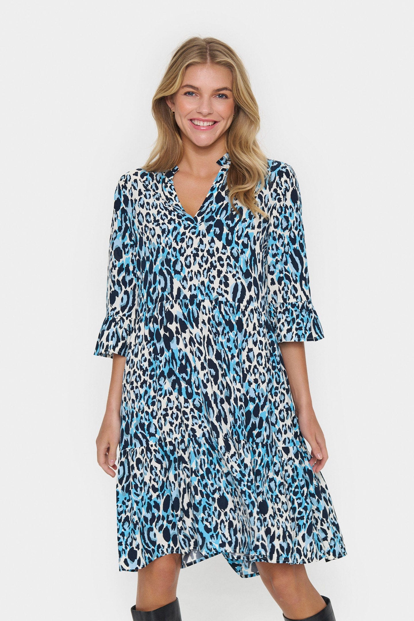 Saint Tropez Eda Printed Dress - Baby's Breath Blue Animal