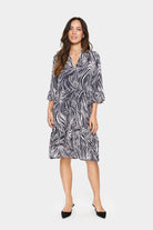 Saint Tropez Eda Printed Dress - Baritone Leaves Strokes