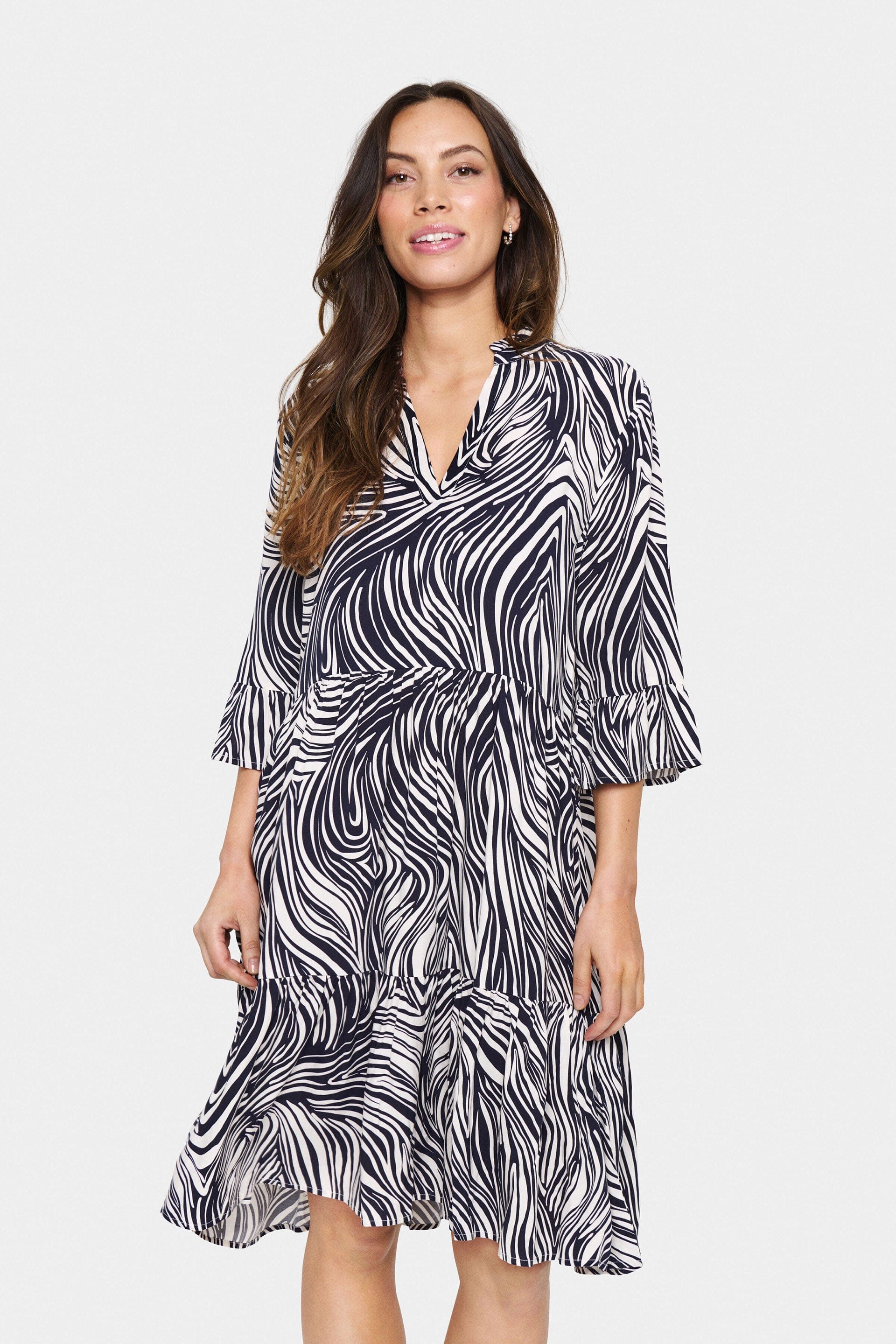 Saint Tropez Eda Printed Dress - Baritone Leaves Strokes