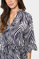 Saint Tropez Eda Printed Dress - Baritone Leaves Strokes