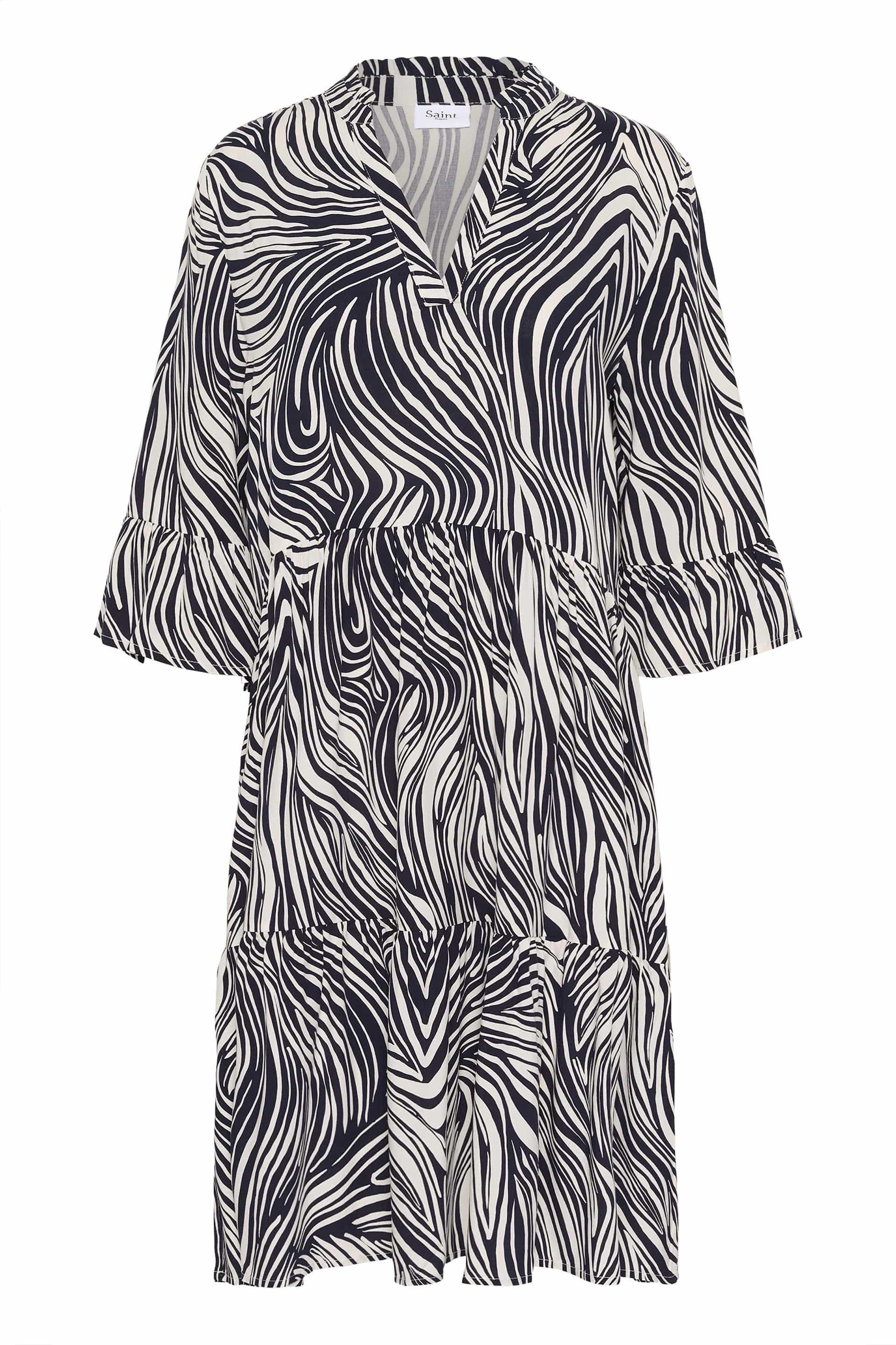 Saint Tropez Eda Printed Dress - Baritone Leaves Strokes