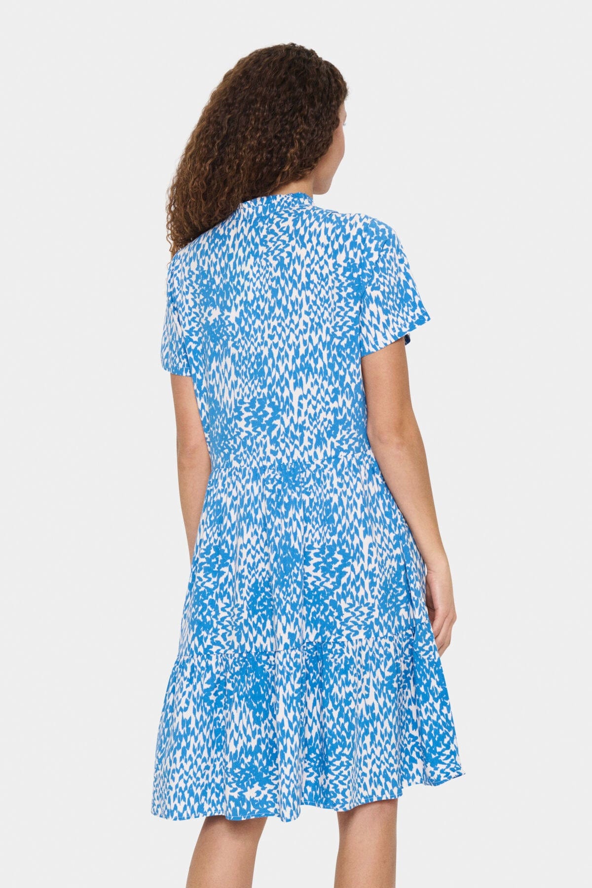Saint Tropez Eda Printed Short Sleeve Dress - Campanula Soft Zigzag