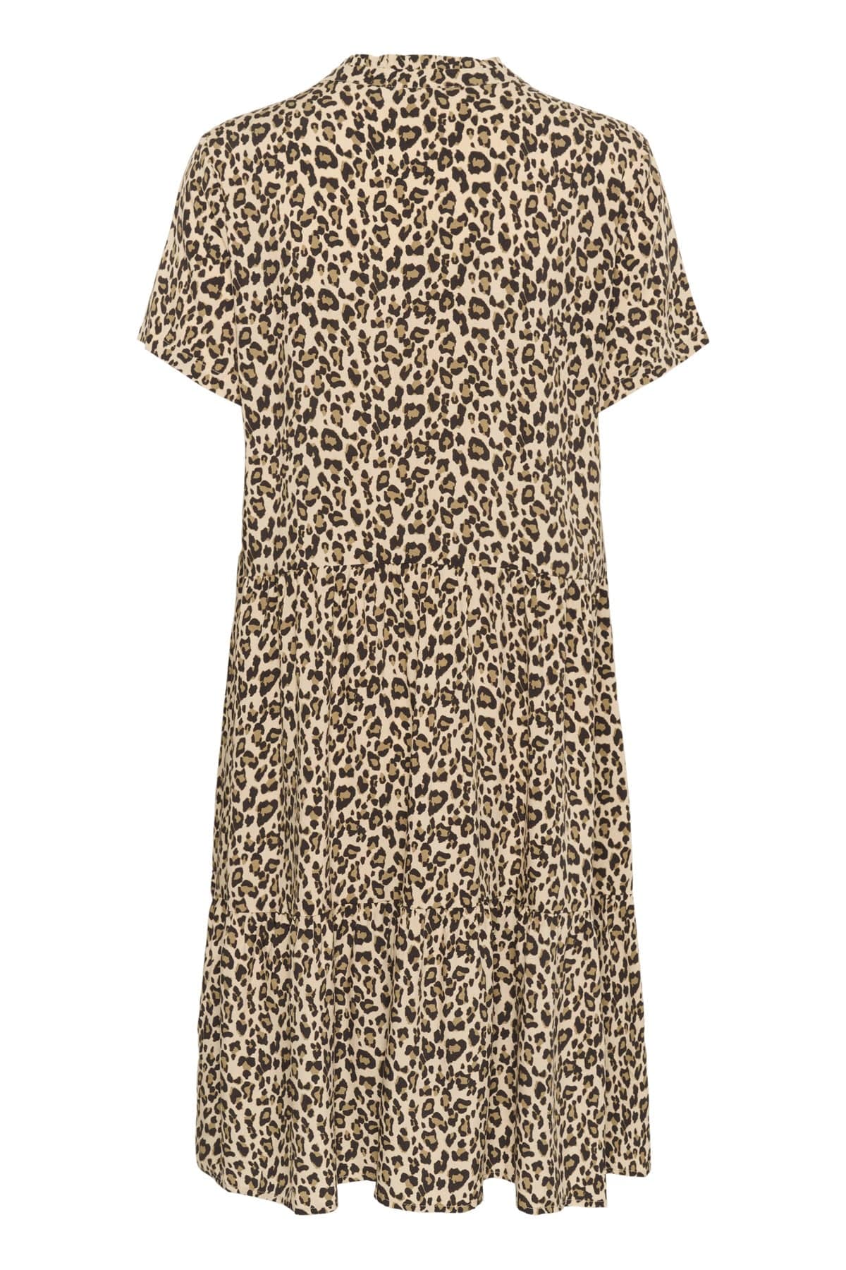 Saint Tropez Eda Printed Short Sleeve Dress - Creme Leopard Strokes