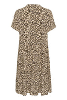 Saint Tropez Eda Printed Short Sleeve Dress - Creme Leopard Strokes