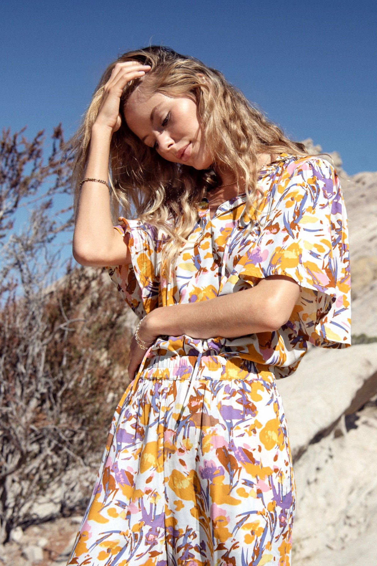 Saint Tropez Eiko Short Sleeve Blouse - Ice Flower Art