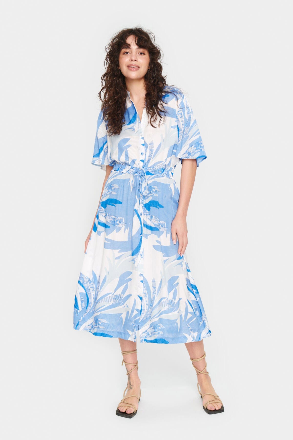 Saint Tropez Evette Printed Midi Dress - Provence Summer Leaves