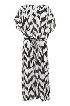 Saint Tropez Eya Tie Detail Midi Dress - Black Monochrome Strokes
