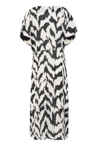 Saint Tropez Eya Tie Detail Midi Dress - Black Monochrome Strokes