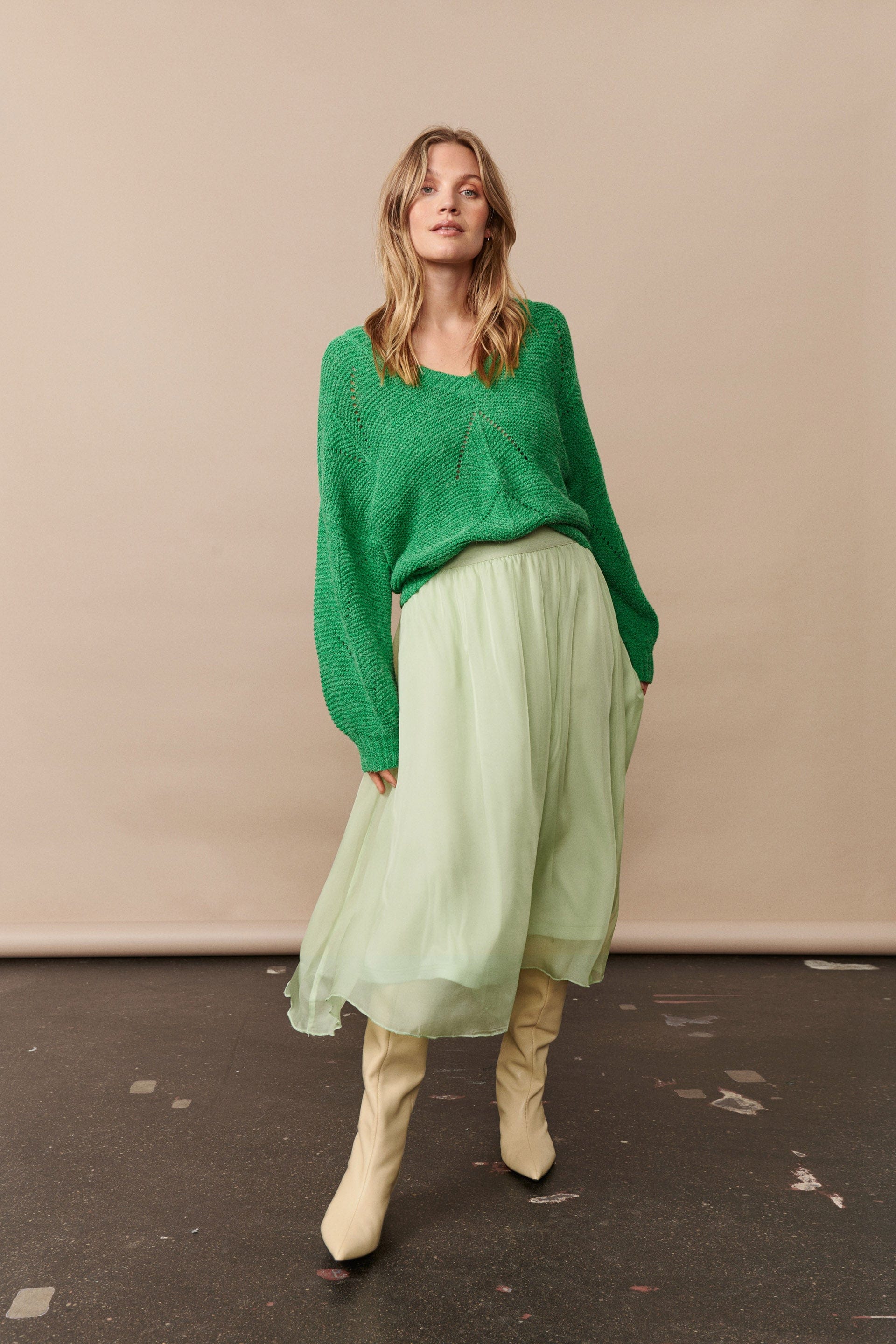 Saint Tropez Felia Relaxed Fit Jumper - Gumdrop Green Melange