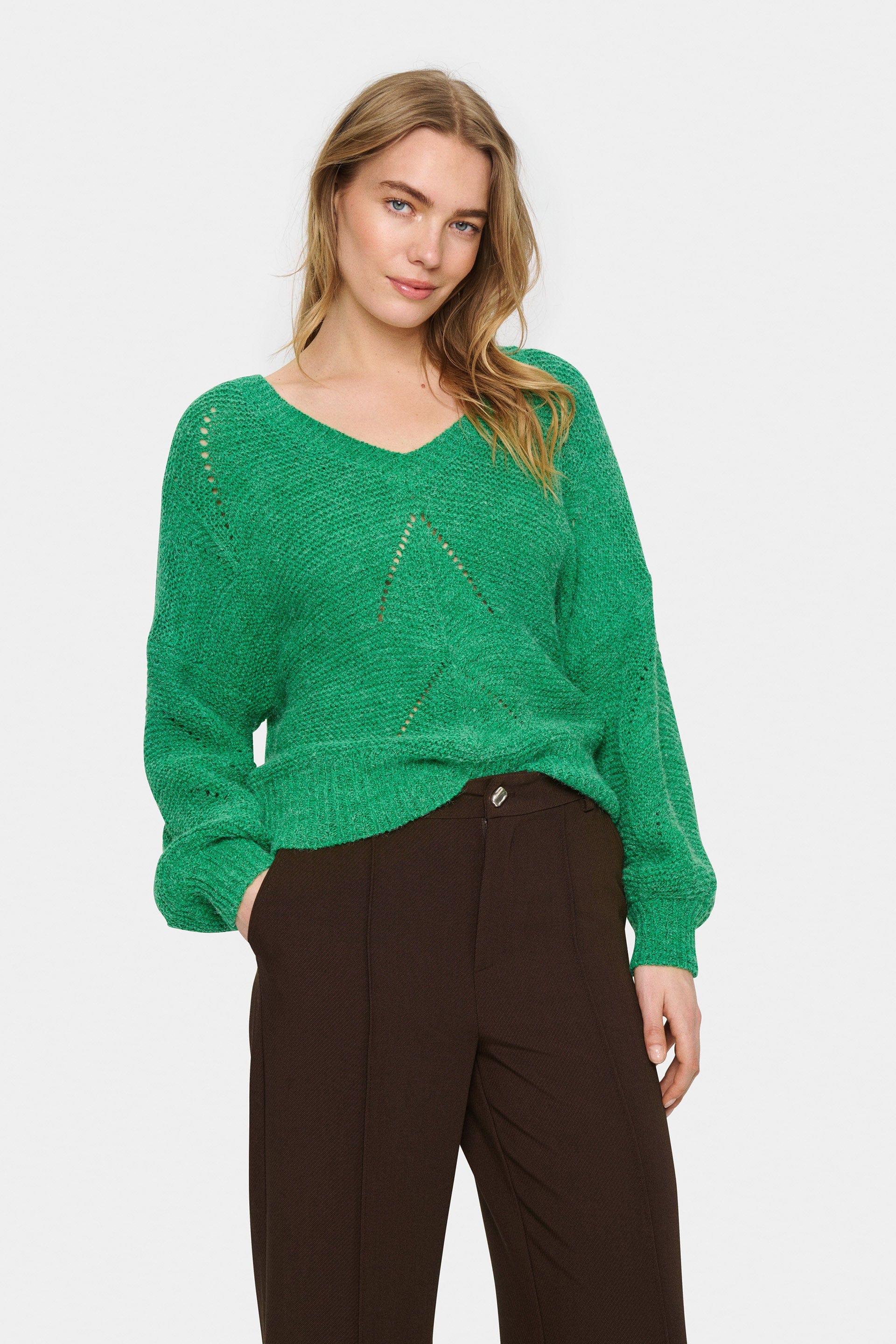 Saint Tropez Felia Relaxed Fit Jumper - Gumdrop Green Melange