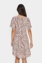Saint Tropez Gisla Mini Dress - Fog Windswept Leaves