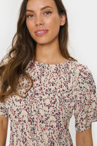 Saint Tropez Gisla Mini Dress - Fog Windswept Leaves