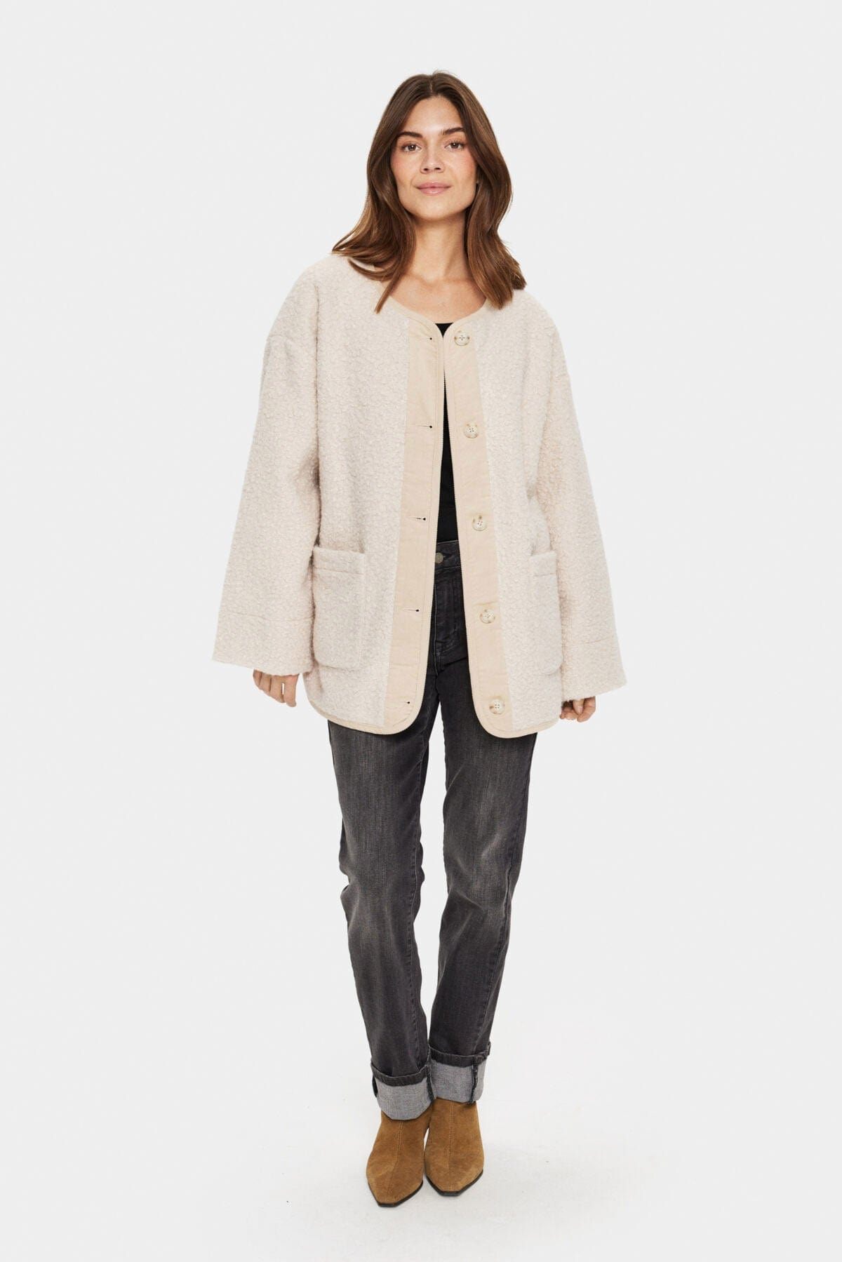 Saint Tropez Inley Boucle Style Jacket - Feather Gray