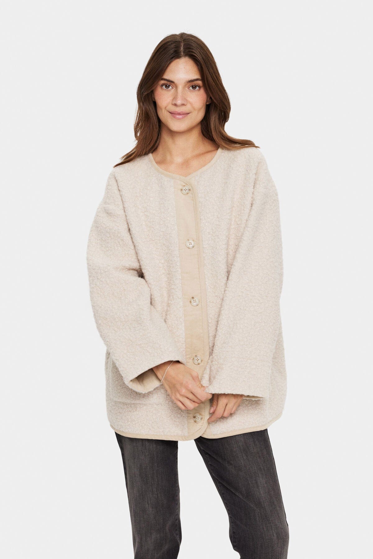 Saint Tropez Inley Boucle Style Jacket - Feather Gray