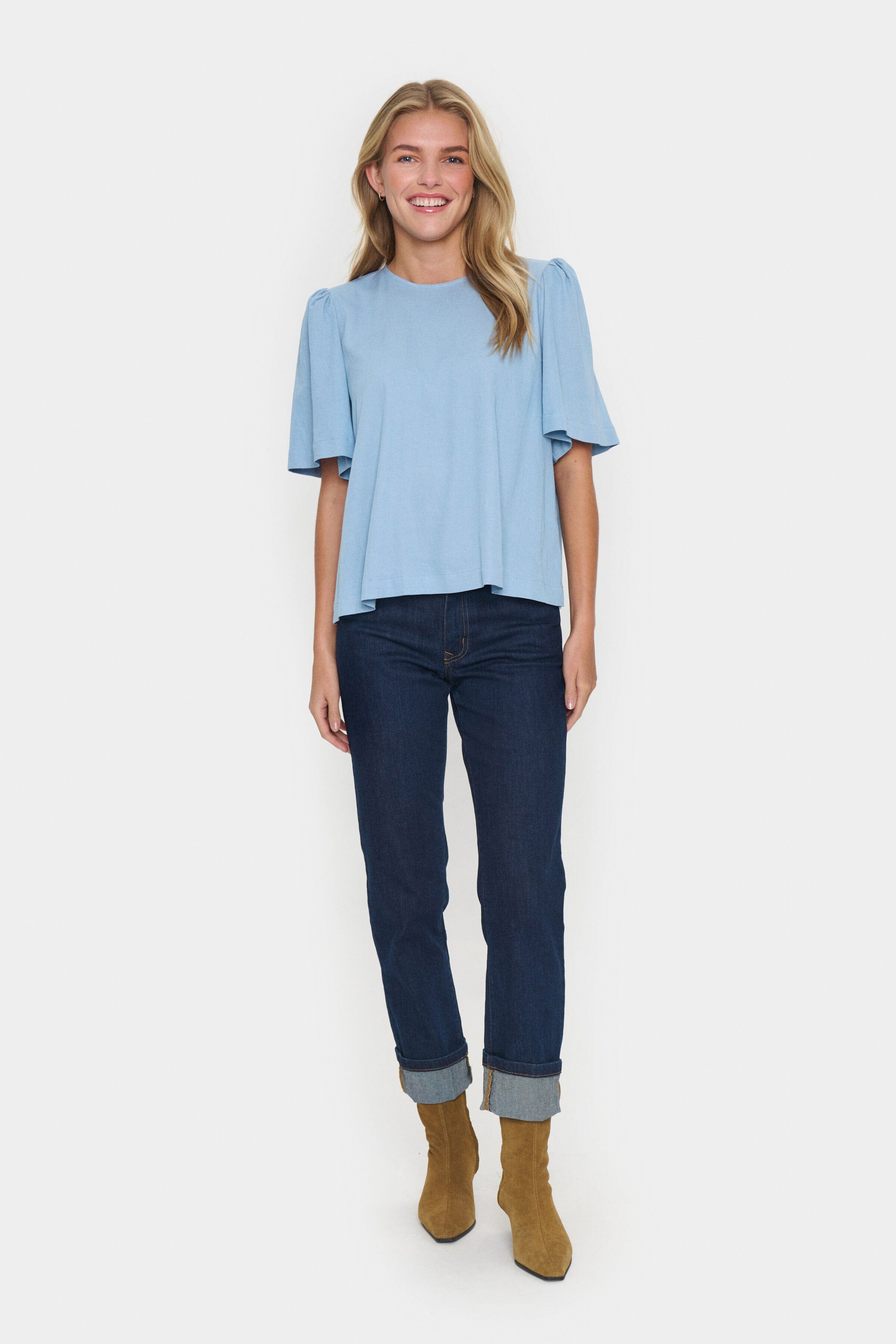 Saint Tropez Jarlien Flutter Sleeve Top - Airy Blue