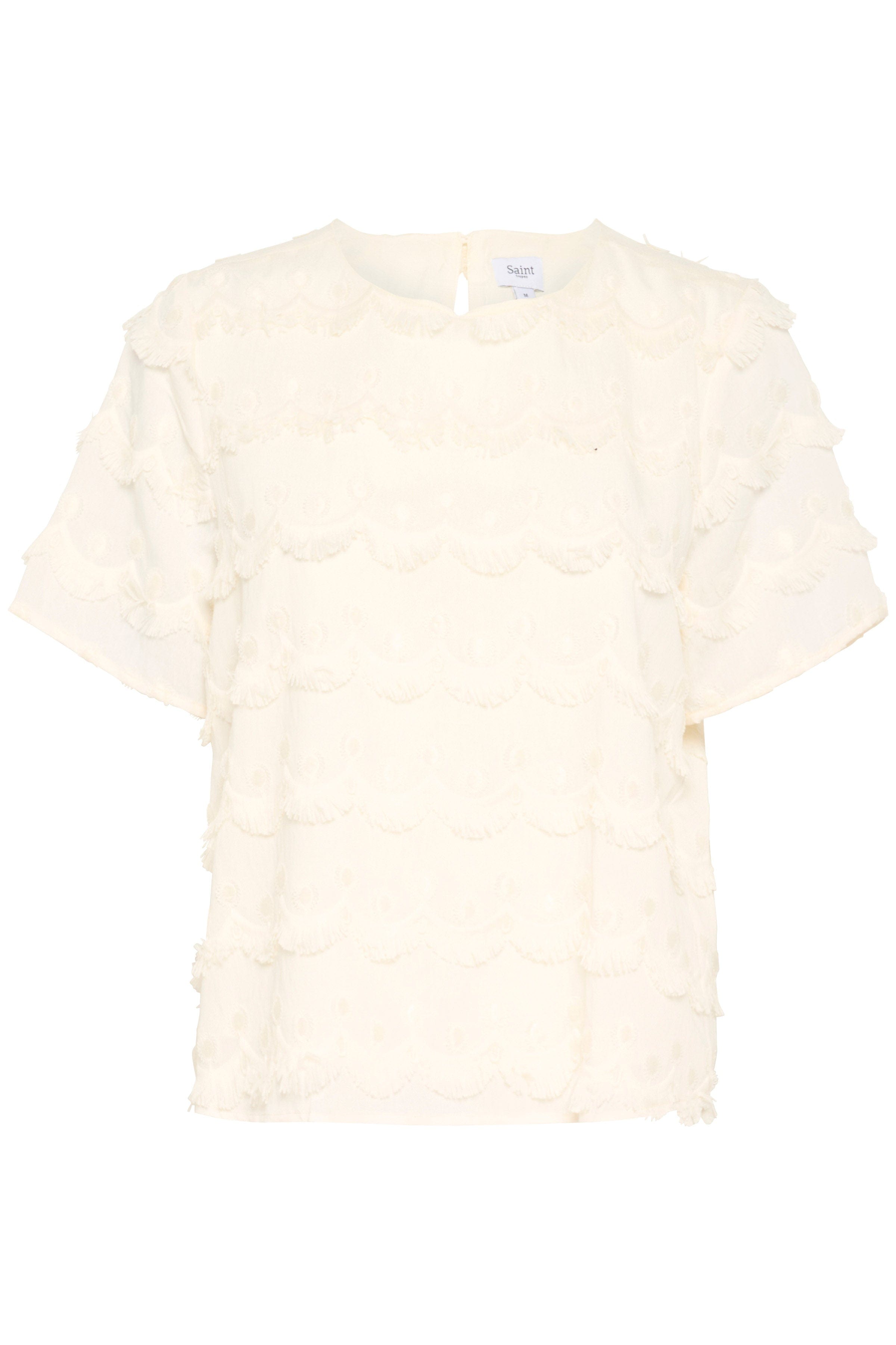 Saint Tropez Johanette Fringe Embellished Blouse - Ice