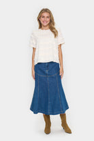 Saint Tropez Johanette Fringe Embellished Blouse - Ice